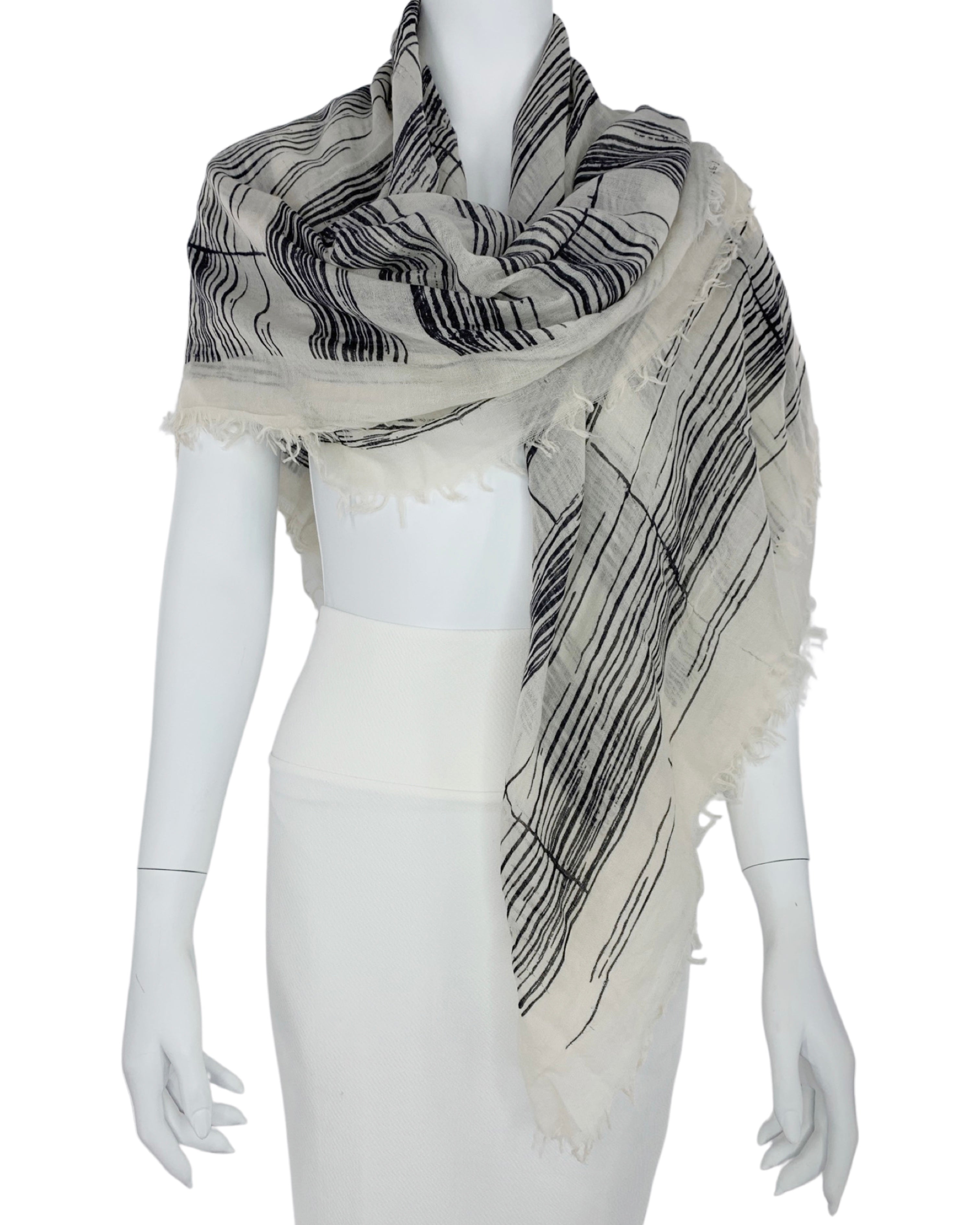 Contemporary Handknit Graphic Line Scarf