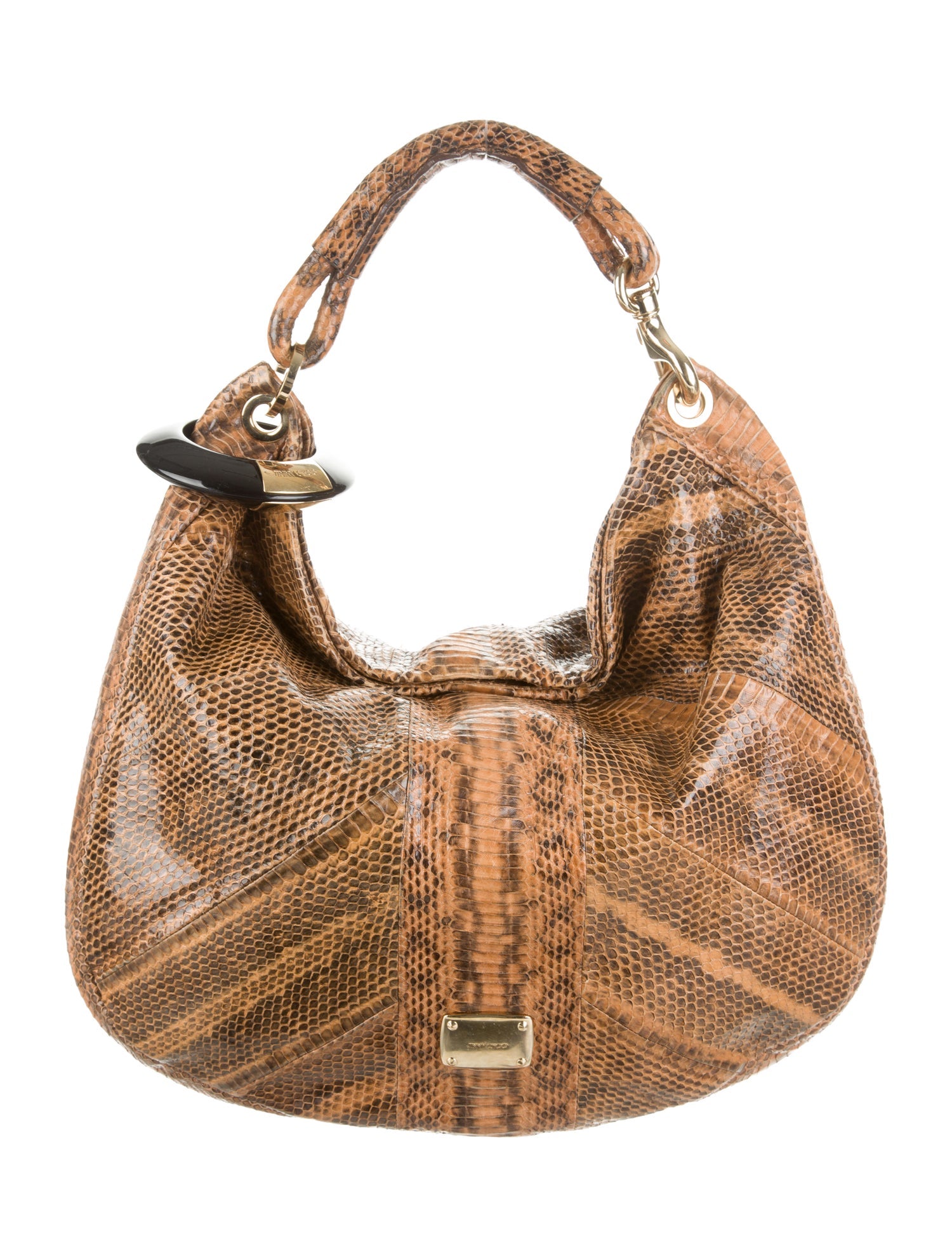 Astars Tan Snakeskin Saba Hobo by Jimmy Choo