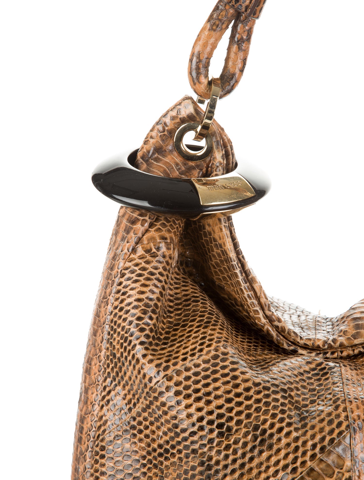 Astars Tan Snakeskin Saba Hobo by Jimmy Choo
