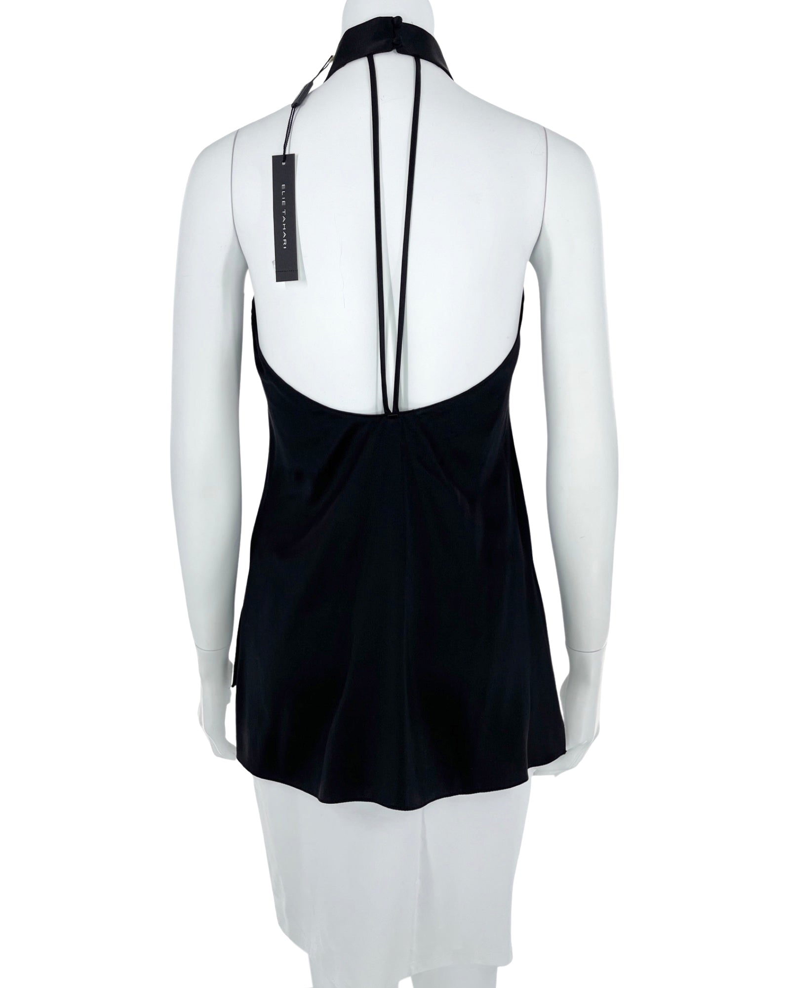 Elie Tahari 100% Silk Black Top - back view