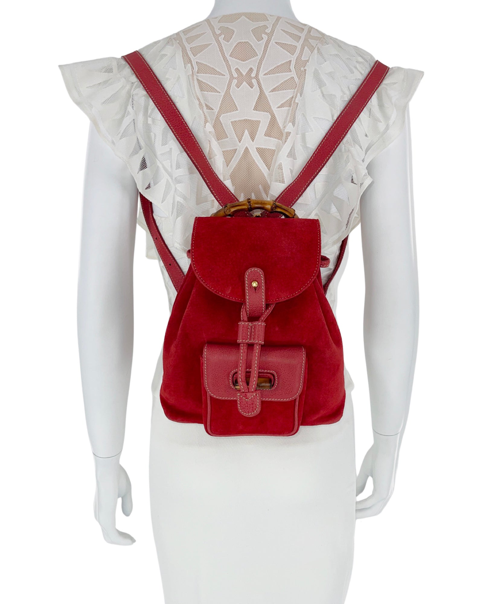 GUCCI Vintage Mini Bamboo Suede Backpack