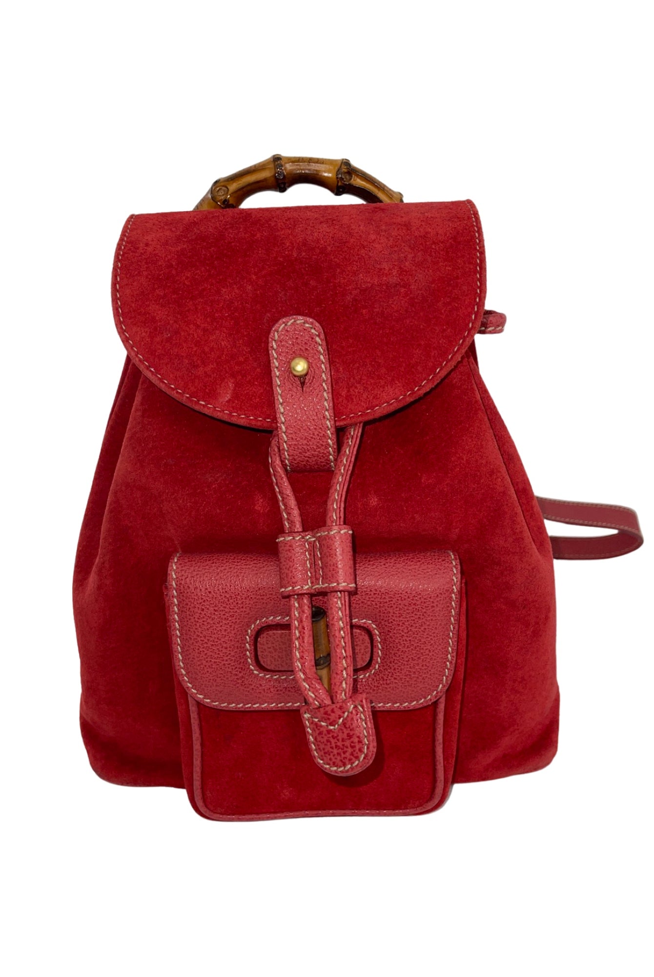 GUCCI Vintage Mini Bamboo Suede Backpack