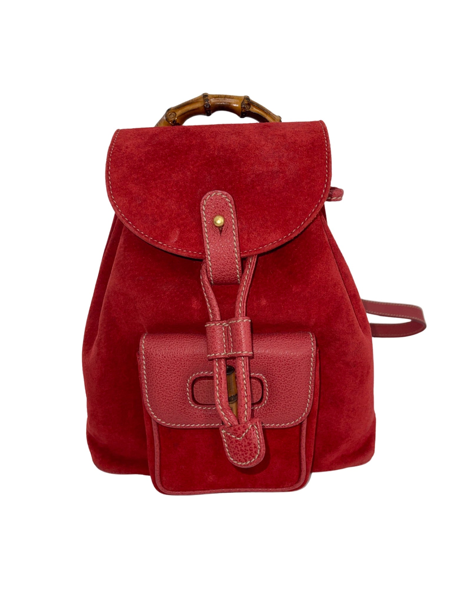 GUCCI Vintage Mini Bamboo Suede Backpack