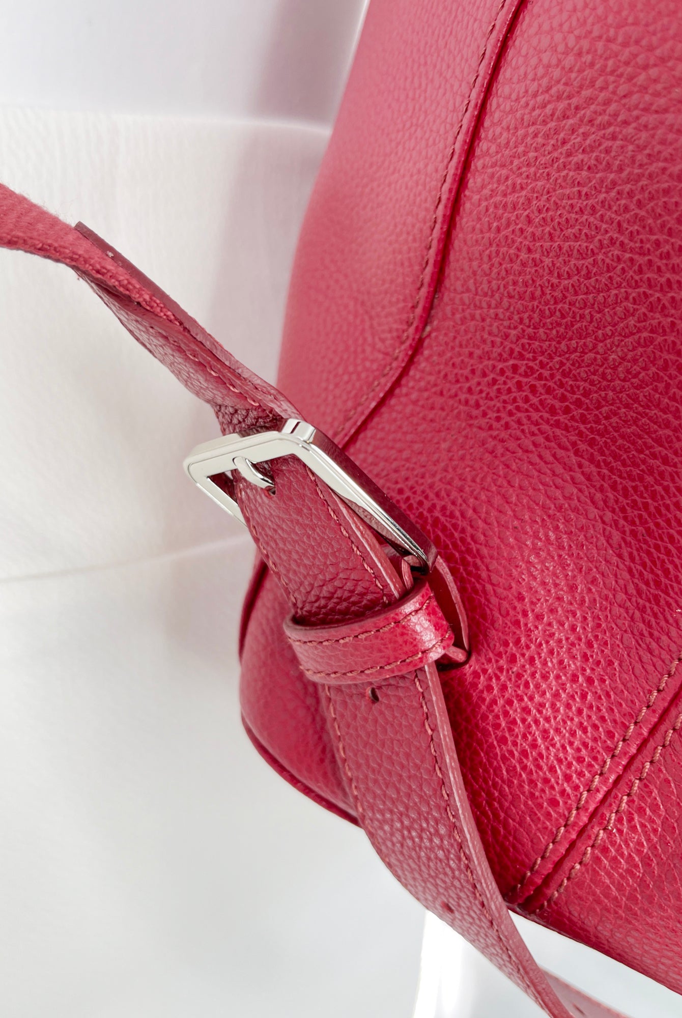 Longchamp Le Foulonne Red Leather Backpack