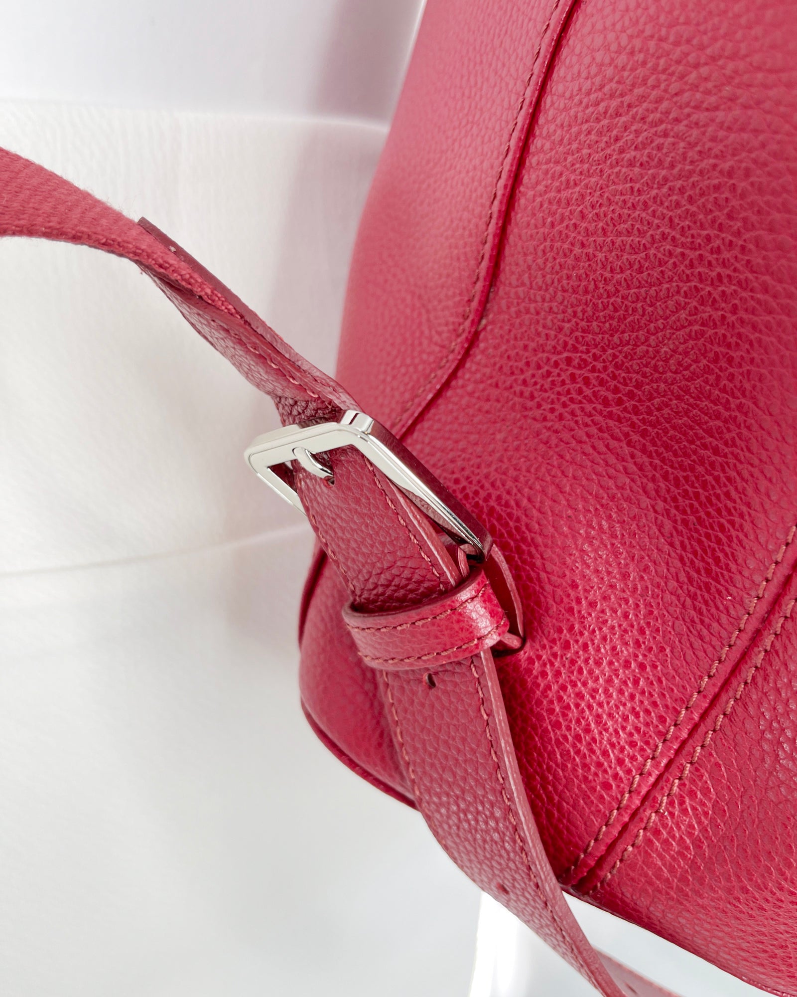 Longchamp Le Foulonne Red Leather Backpack