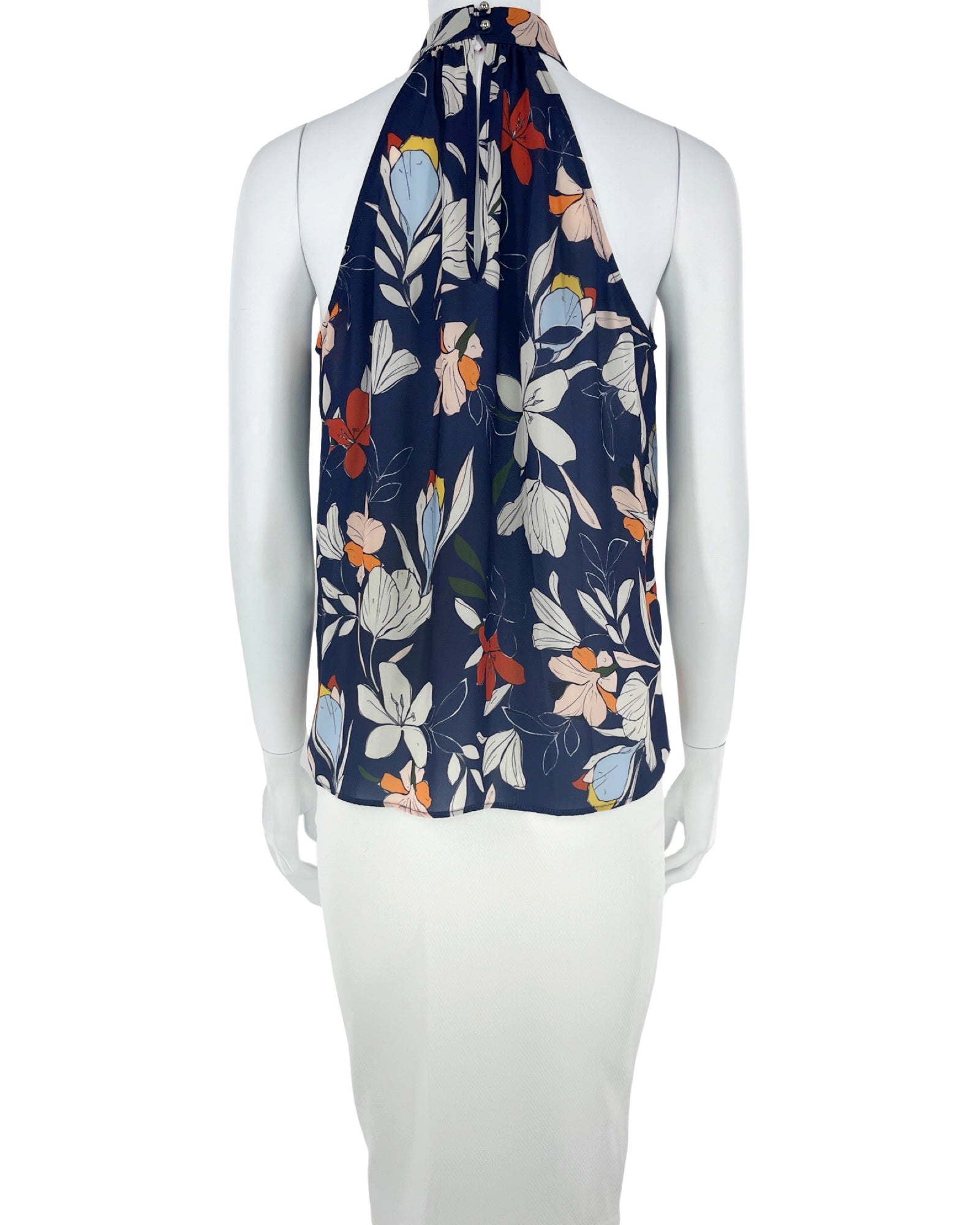 Parker Blue Flora Halter Top back view