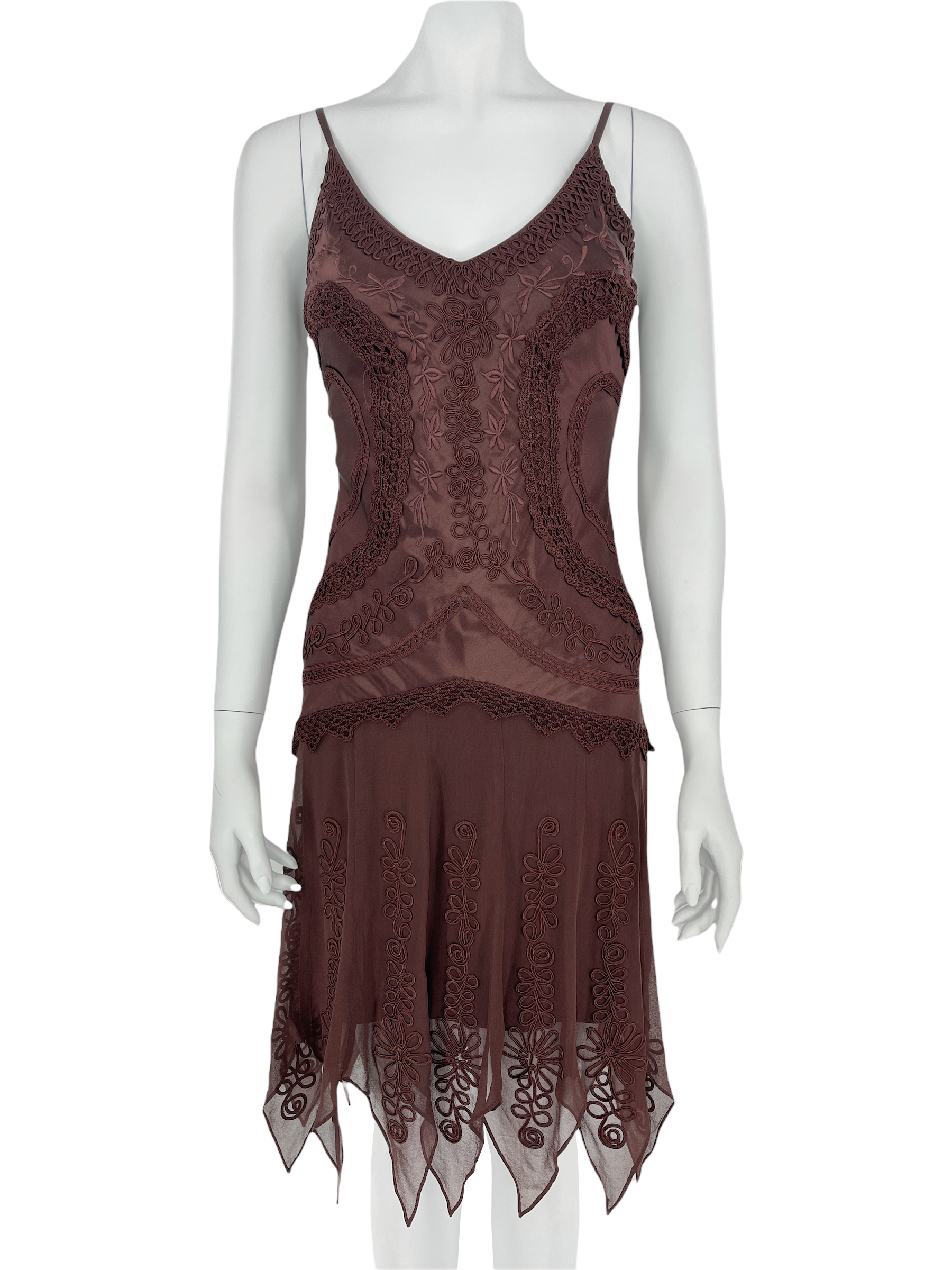 Sue Wong Burgundy Silk Cocktail Dress