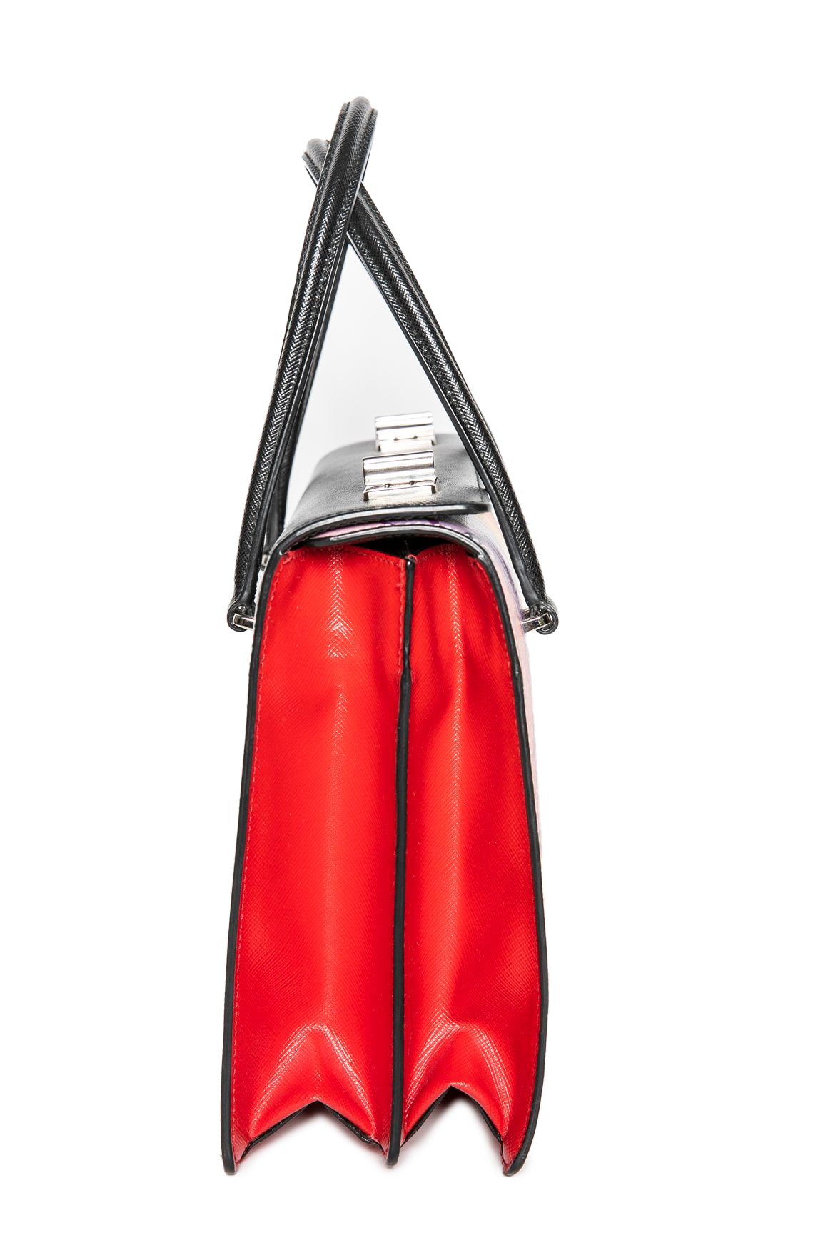 PRADA Saffiano RUNWAY Print Lips Satchel HandBag, Multi (Rosso Dis Lips) PRISTINE!