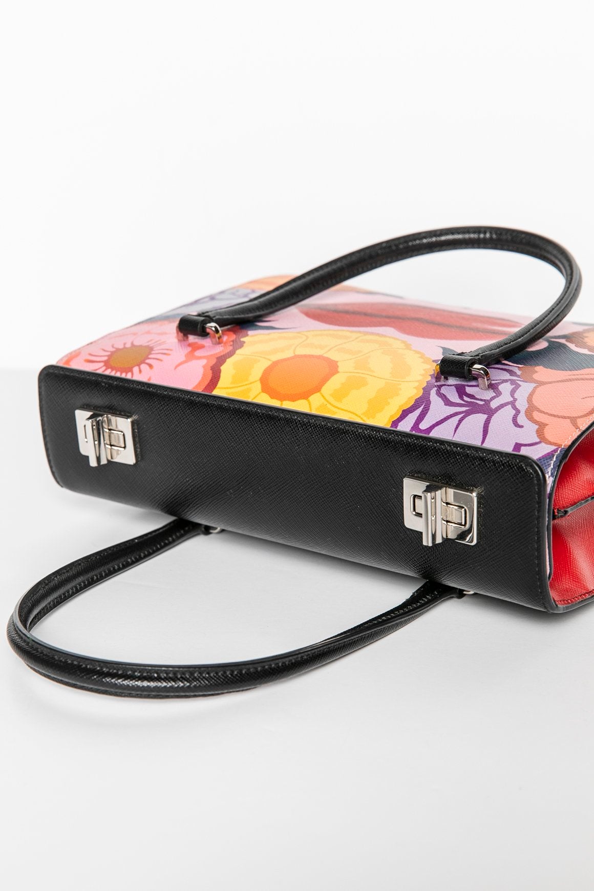 PRADA Saffiano RUNWAY Print Lips Satchel HandBag, Multi (Rosso Dis Lips) PRISTINE!