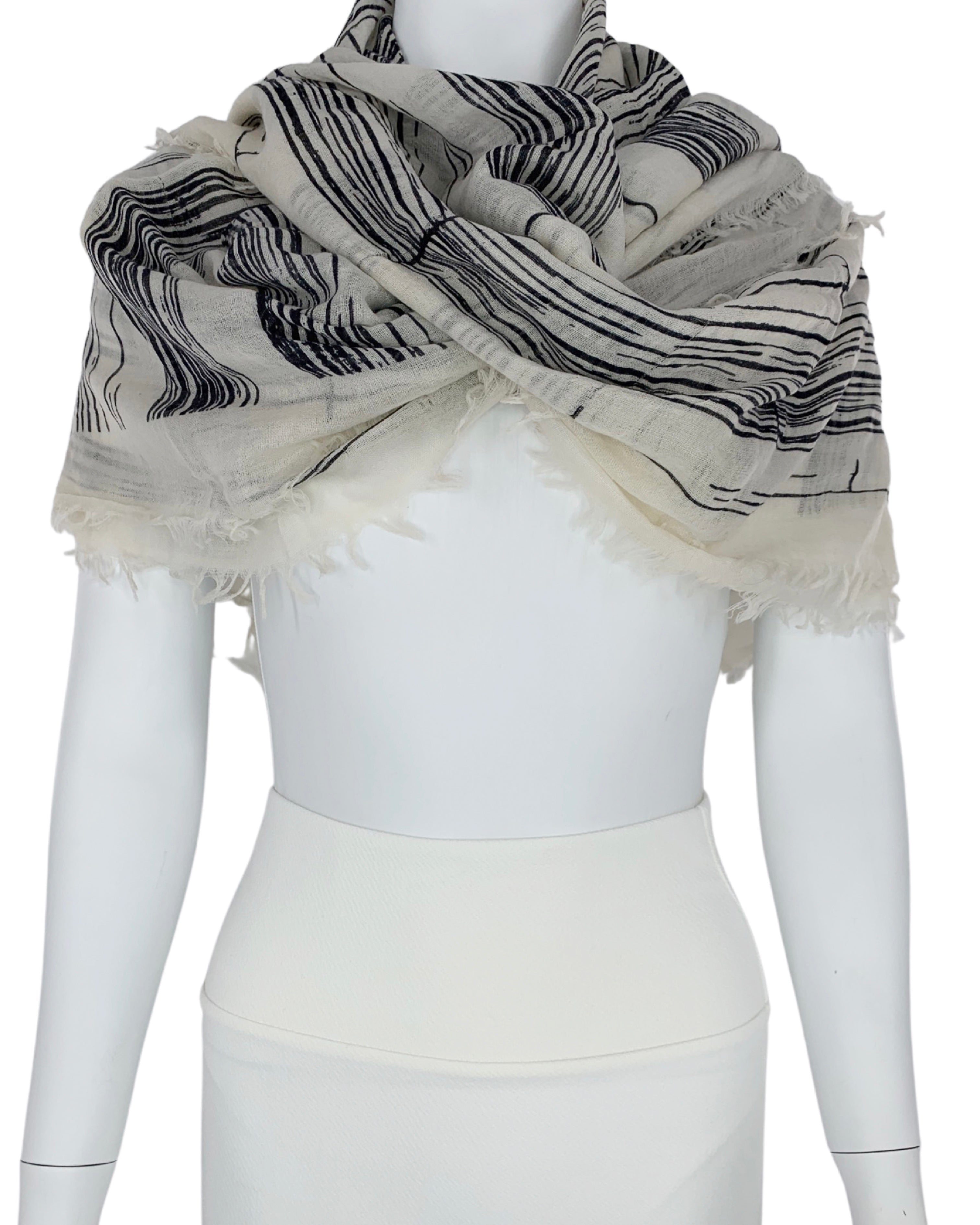 Contemporary Handknit Graphic Line Scarf