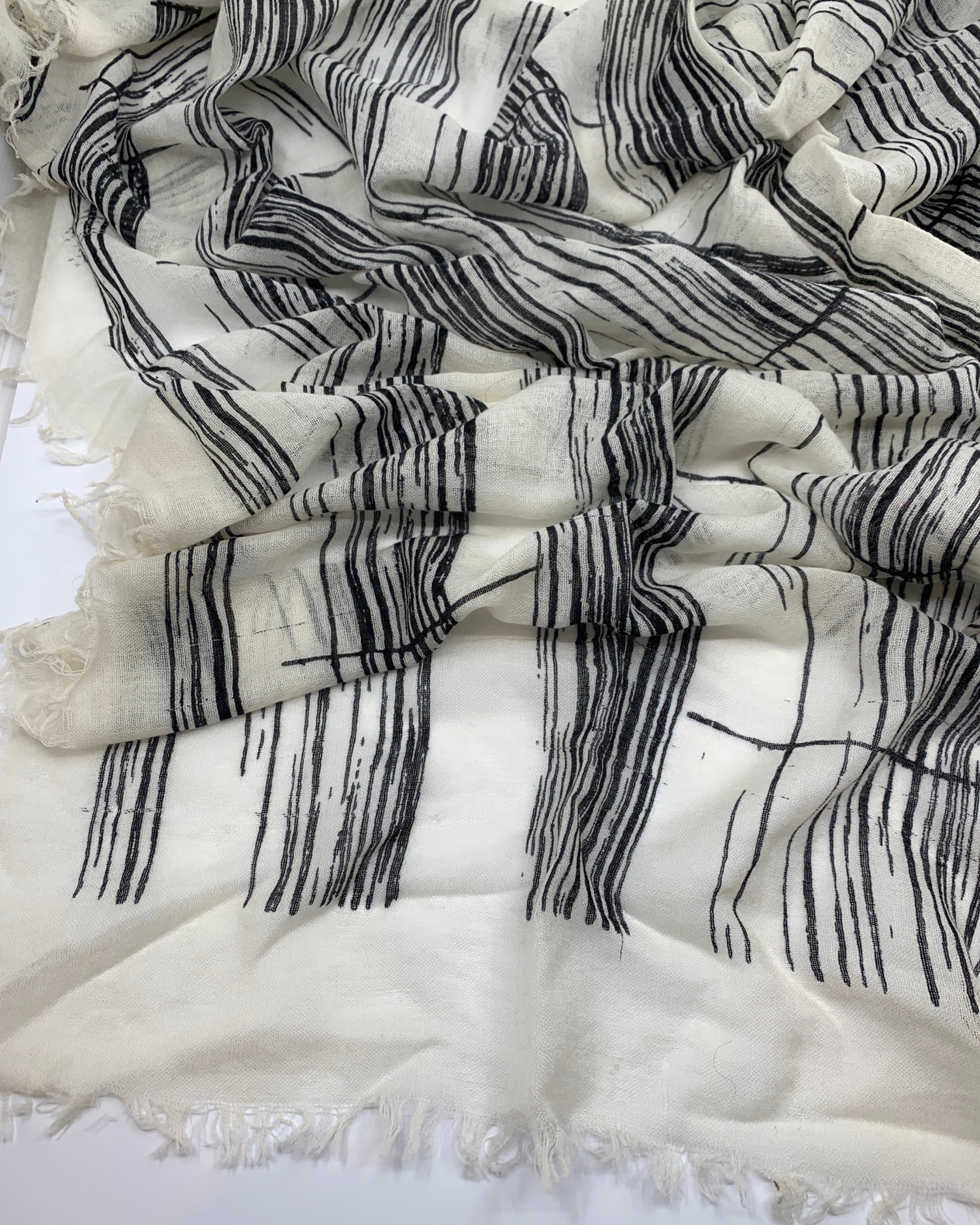 Contemporary Handknit Graphic Line Scarf