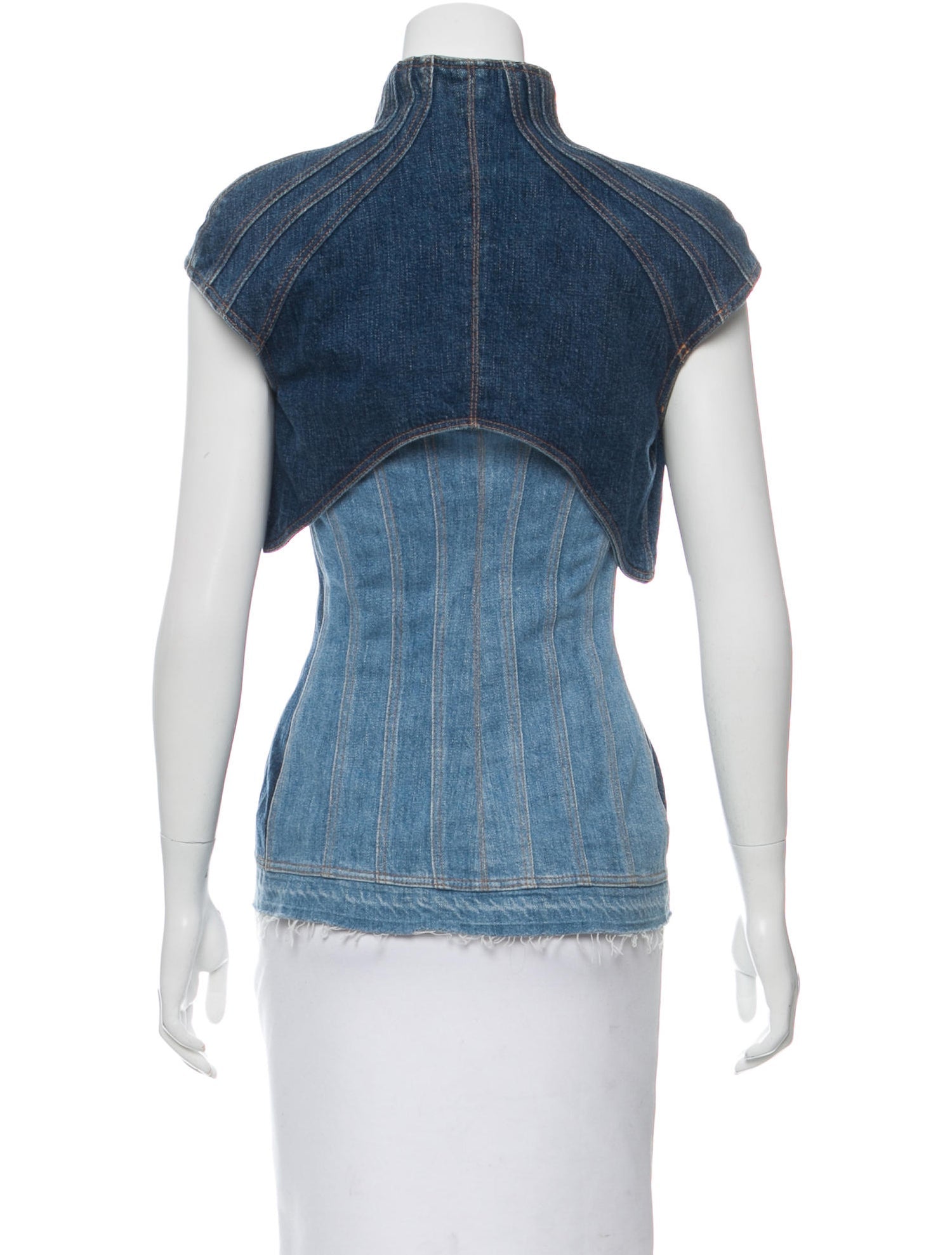 Two-tone denim vest