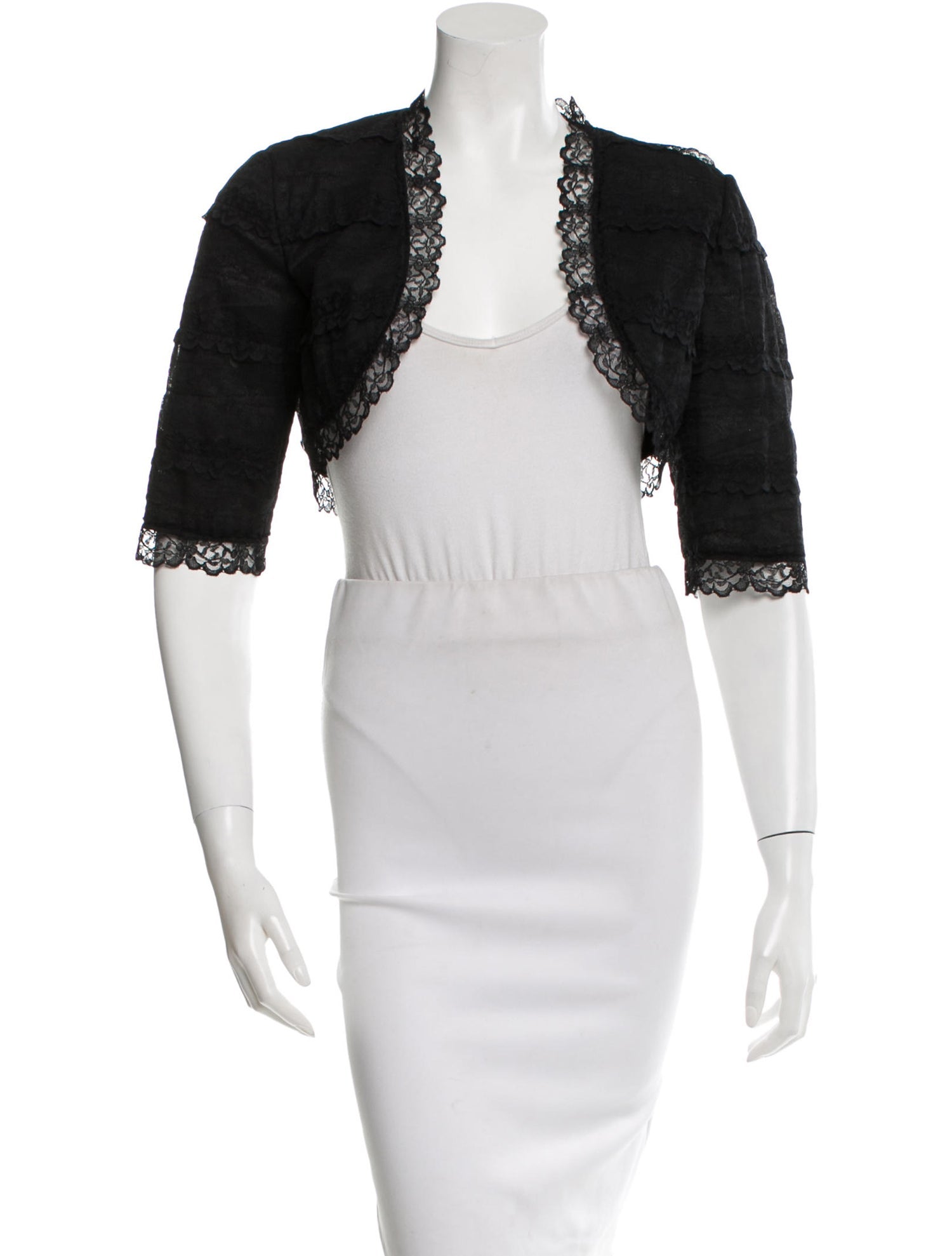 Carolina Herrera Lace Open Front Bolero - Front view, showcasing intricate lace design.
