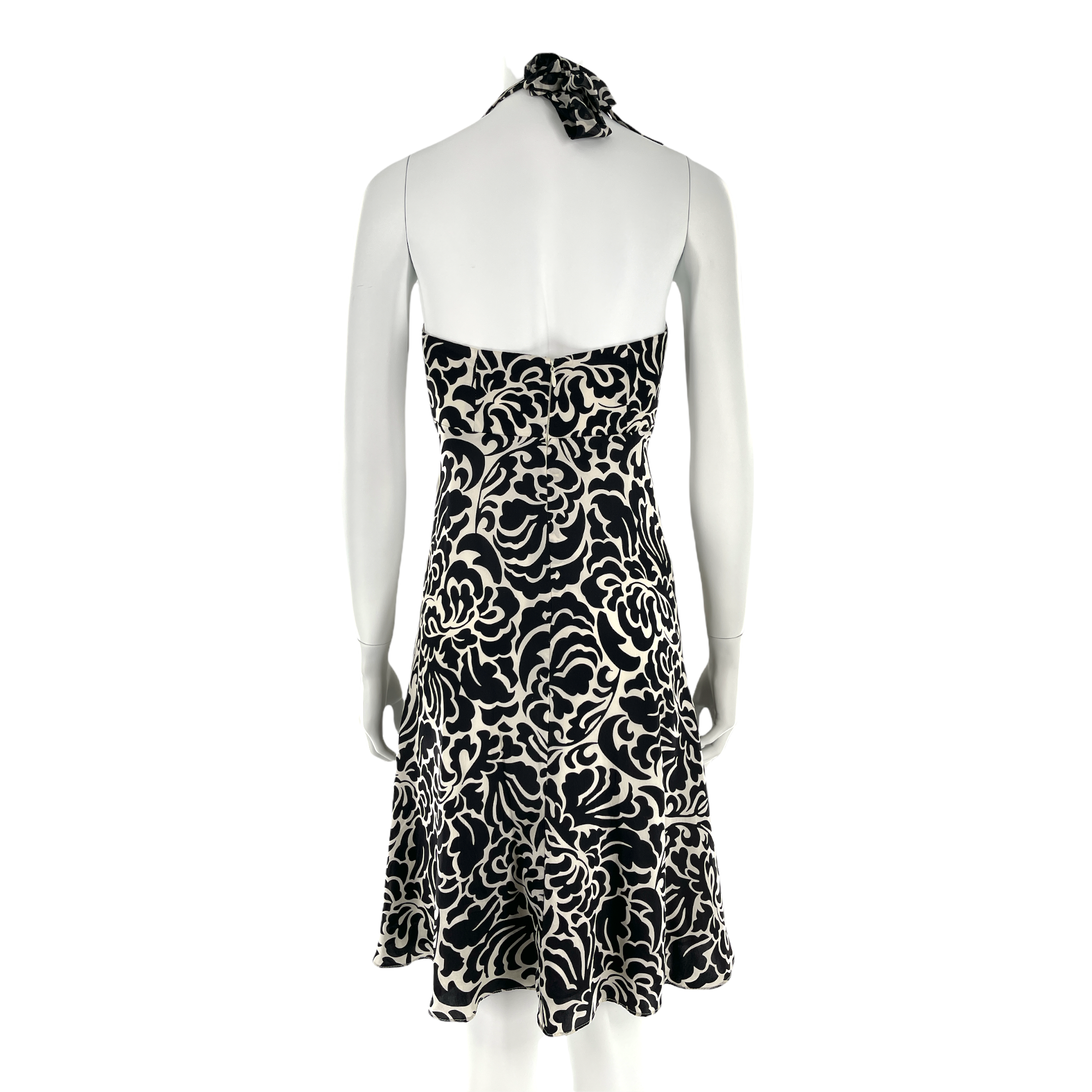 Black and white patterned silk dress