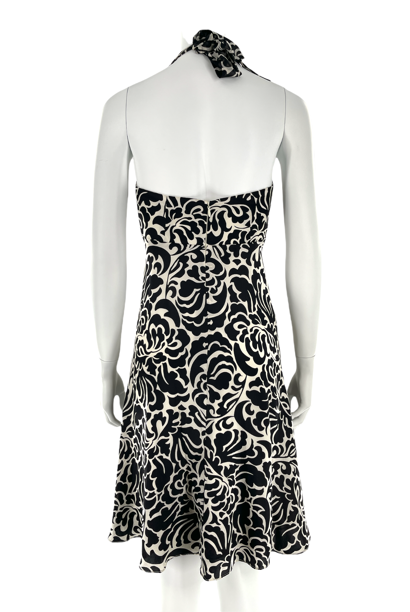 Black and white patterned silk dress