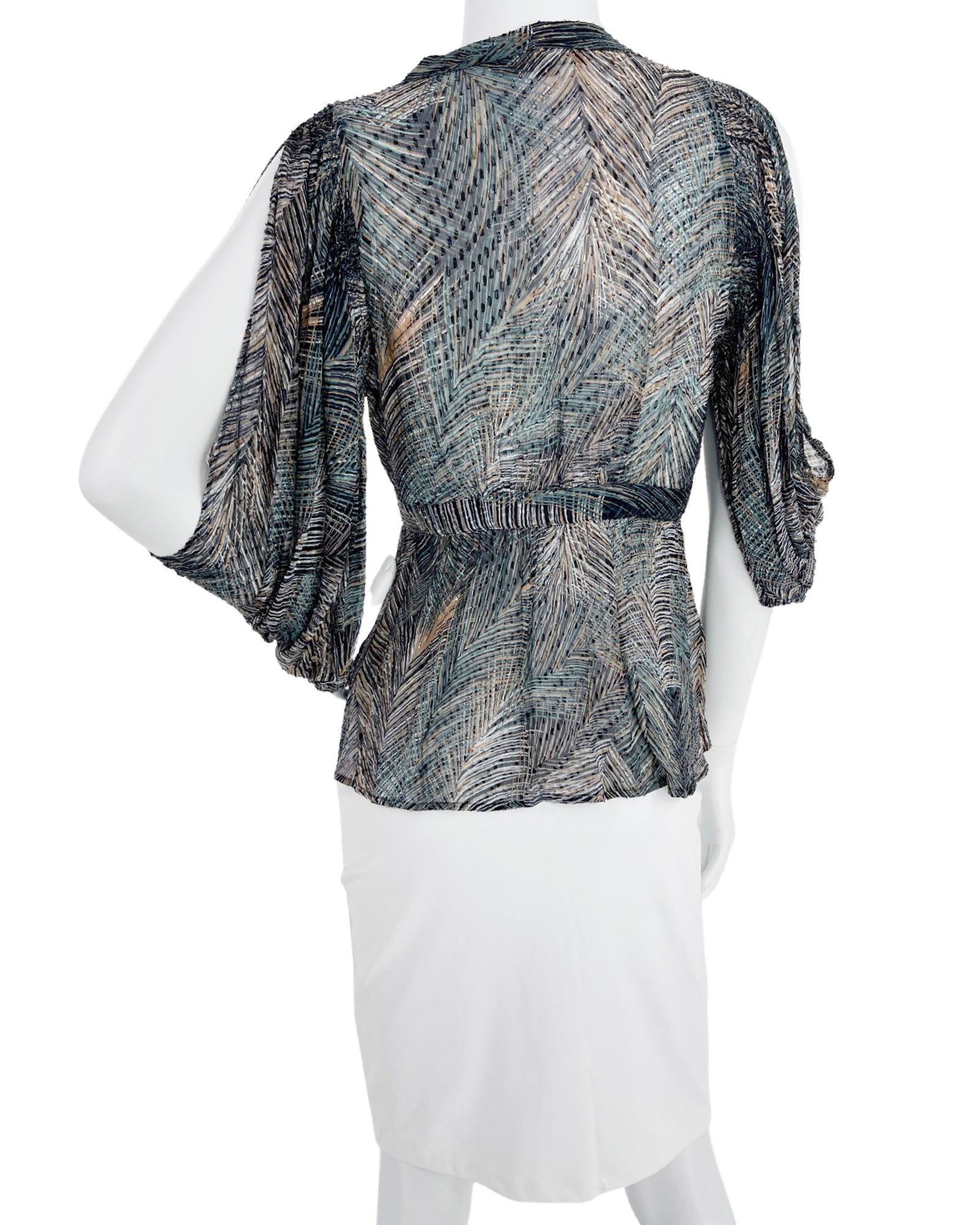 BCBG Max Azria Pre Owned Textured Top Translucent Dark Multicolor