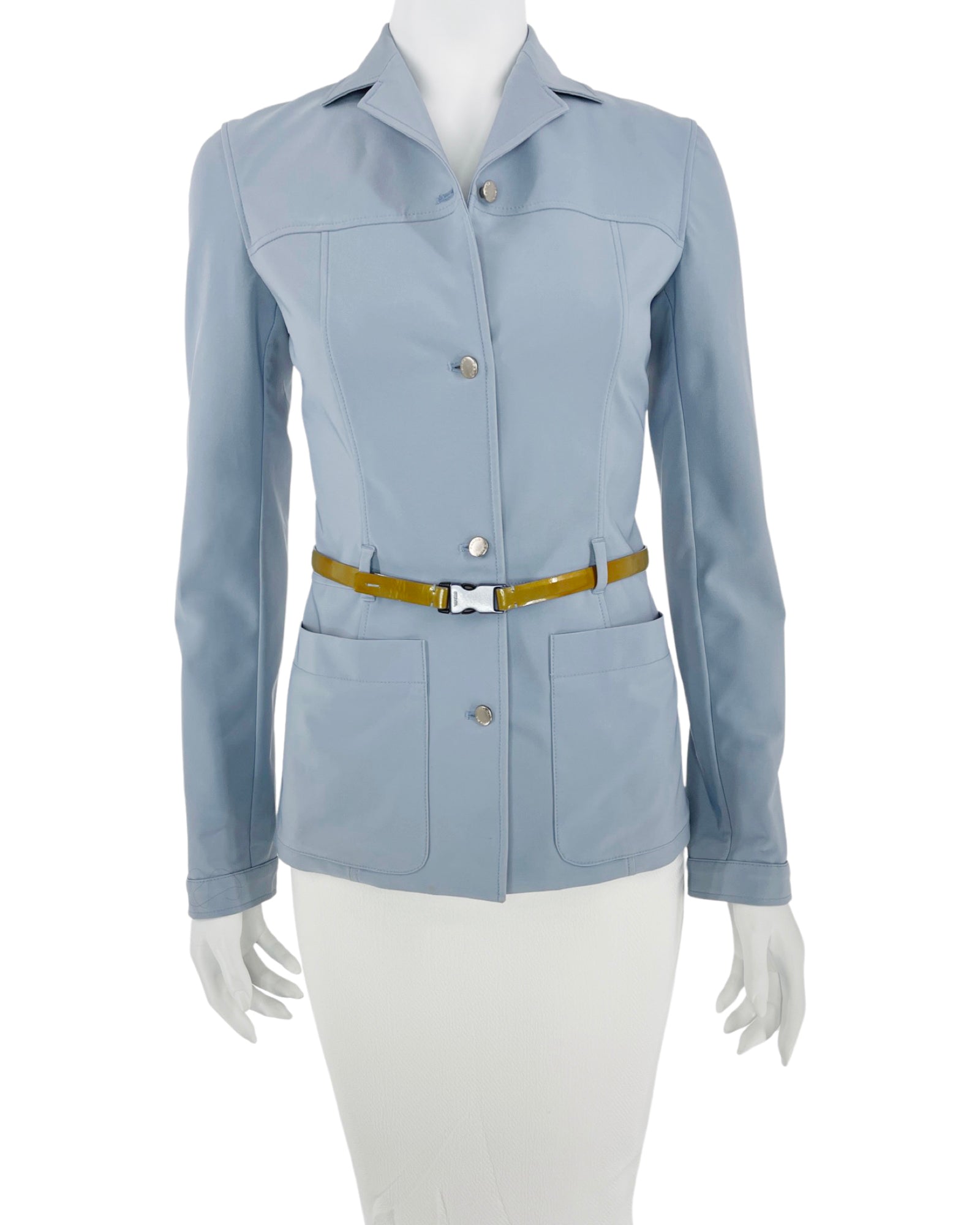 PRADA Pre-Owned Light Blue Belted Long Sleeve Jacket