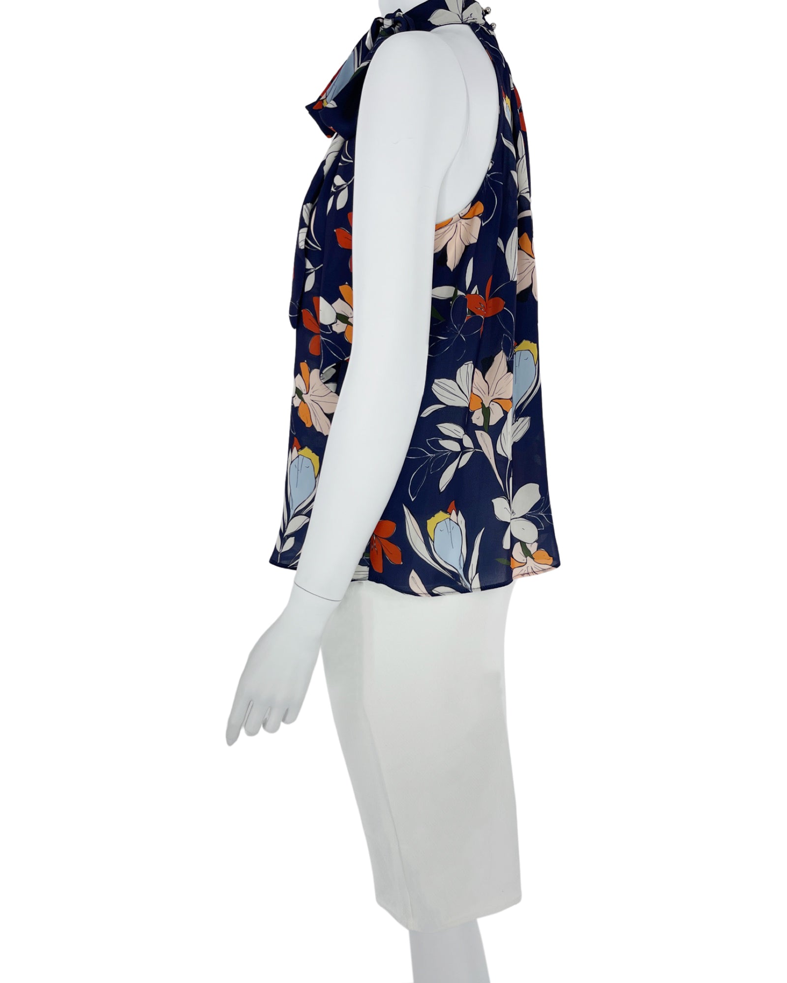 Parker Blue Flora Halter Top side view