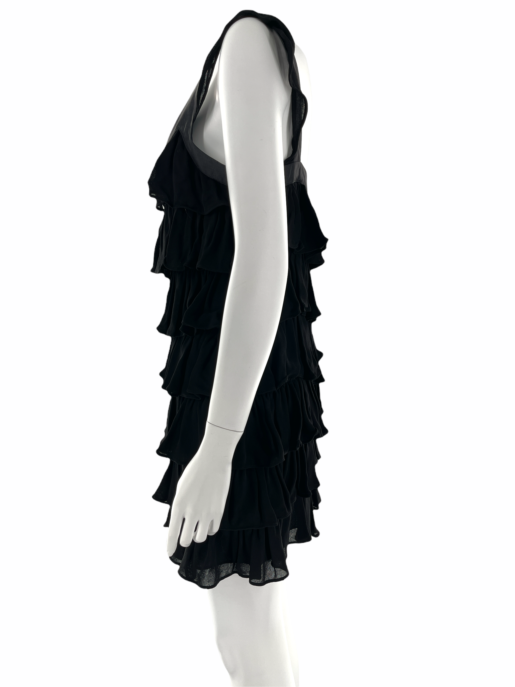 Elizabeth and James Pre-Owned Black Ruffles Mini Dress